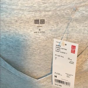 Uniqlo Womens Supima V Neck Grey Tee